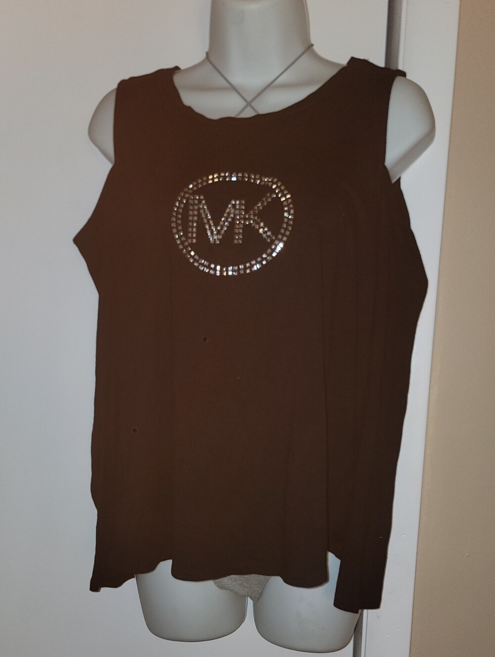 🆕️🎽Michael Kors Blingy Cold Shoulder Long Sleeve Tee, Black, Sz L